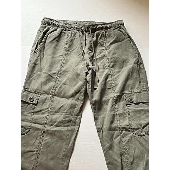 Anthropologie Cloth & Stone Pants •XS• Green Cargo Cropped Soft Tencel Joggers - Picture 3 of 5